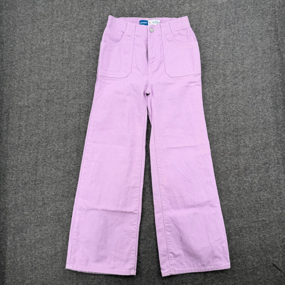 Old Navy Girls XL 12 Lilac Purple High Rise Baggy Wide Leg Built-In Tough Pants